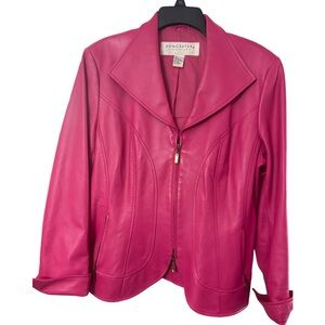 Doncaster Signature Hot Pink LeatherJacket Size 16